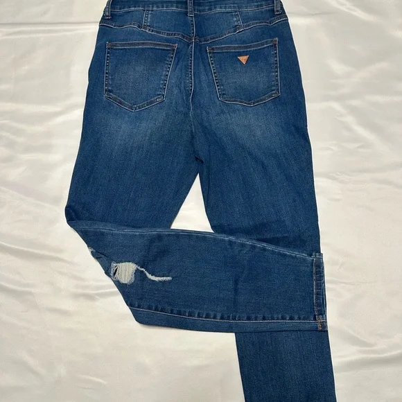 Guess Women's Distressed Blue Skinny Jeans - Picture 7 of 8